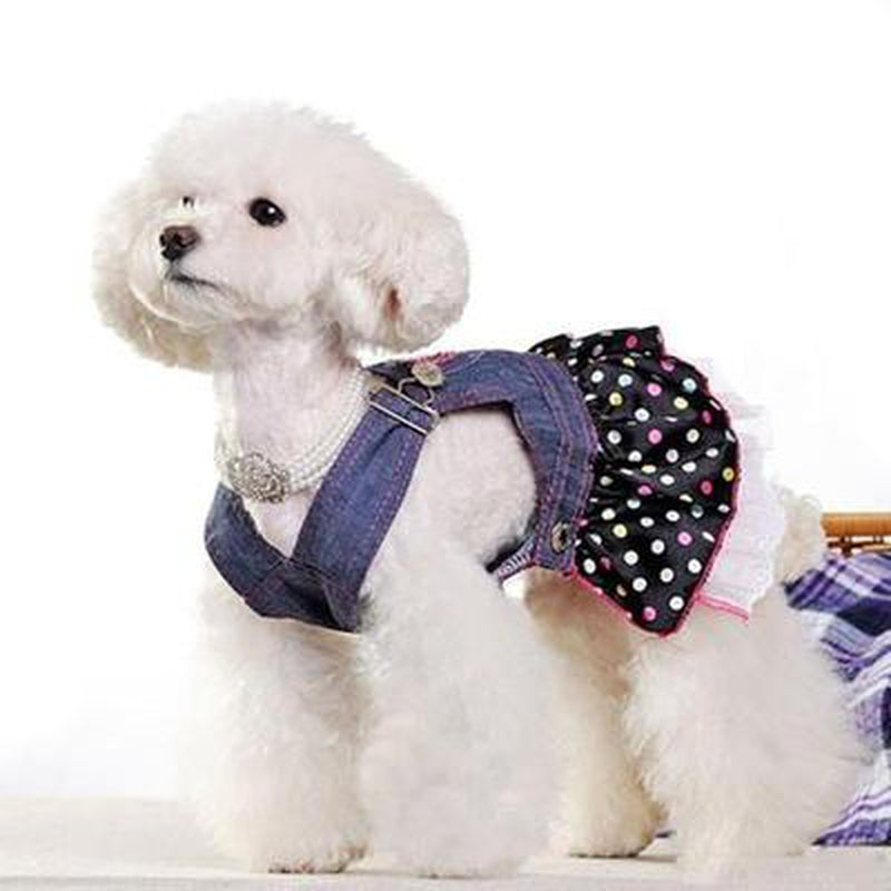 Denim Dog Overalls Dress, Pet Clothes, Furbabeez, [tag]