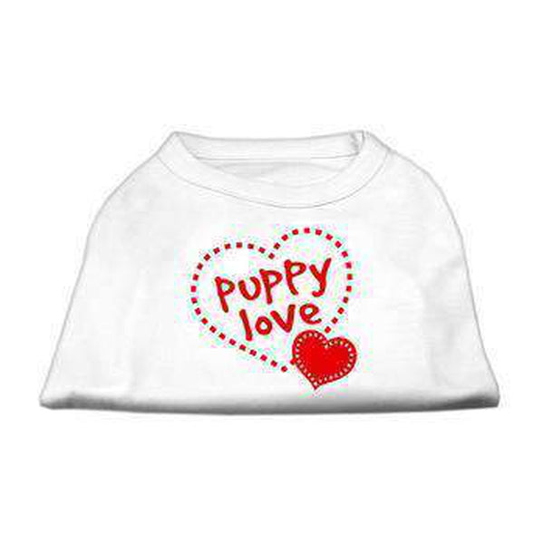 Puppy Love Screen Print Dog Shirt - White, Pet Clothes, Furbabeez, [tag]
