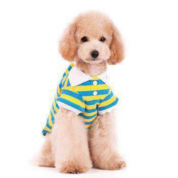 PuppyPAWer Stripe Dog Polo by Dogo - Blue and Yellow, Pet Clothes, Furbabeez, [tag]