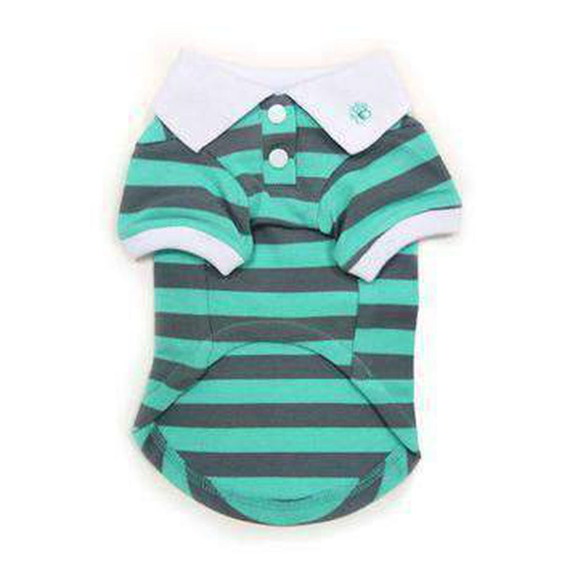 PuppyPAWer Stripe Dog Polo - Gray and Green, Pet Clothes, Furbabeez, [tag]