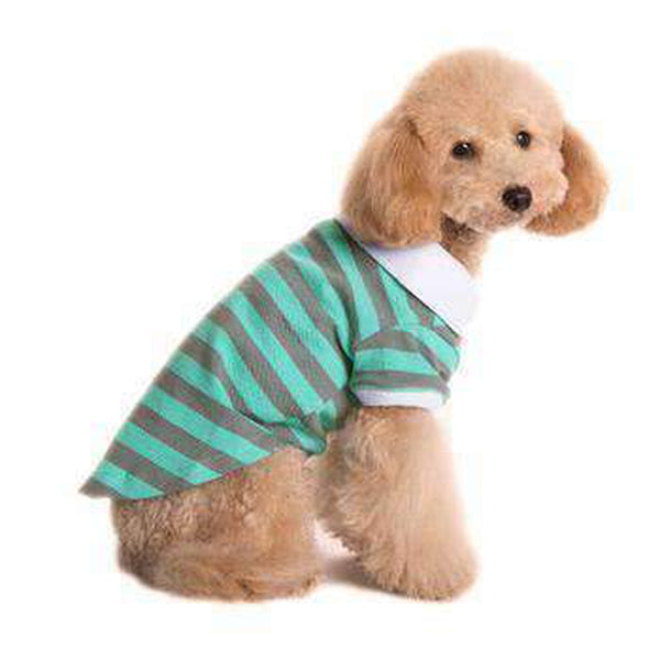 PuppyPAWer Stripe Dog Polo - Gray and Green, Pet Clothes, Furbabeez, [tag]