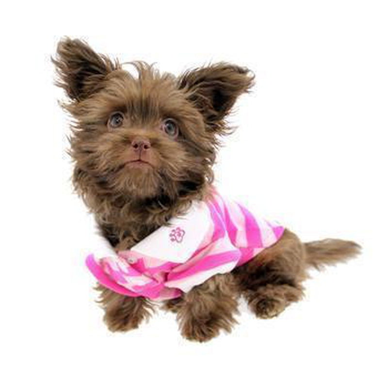 PuppyPAWer Stripe Dog Polo by Dogo - Pink, Pet Clothes, Furbabeez, [tag]