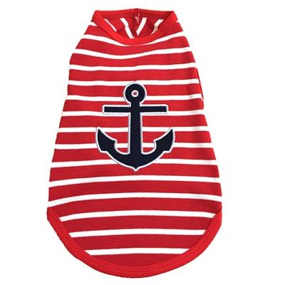 Red Anchor Dog Tee Pet Clothes Worthy Dog 