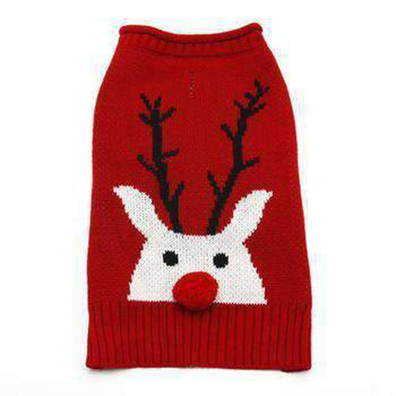 Red Nose Reindeer Dog Sweater, Pet Clothes, Furbabeez, [tag]