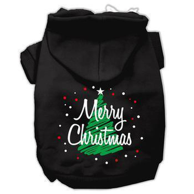 Scribbled Merry Christmas Dog Hoodie - Black, Pet Clothes, Furbabeez, [tag]