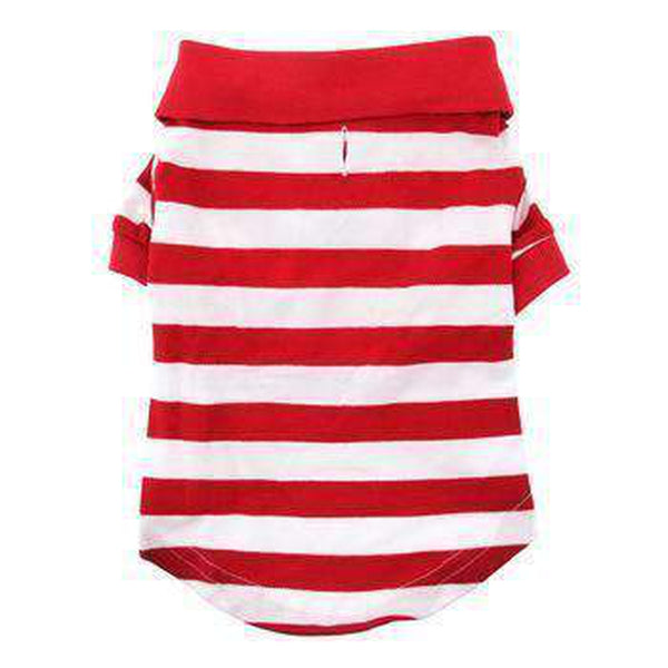 Striped Dog Polo - Flame Scarlet Red and White, Pet Clothes, Furbabeez, [tag]