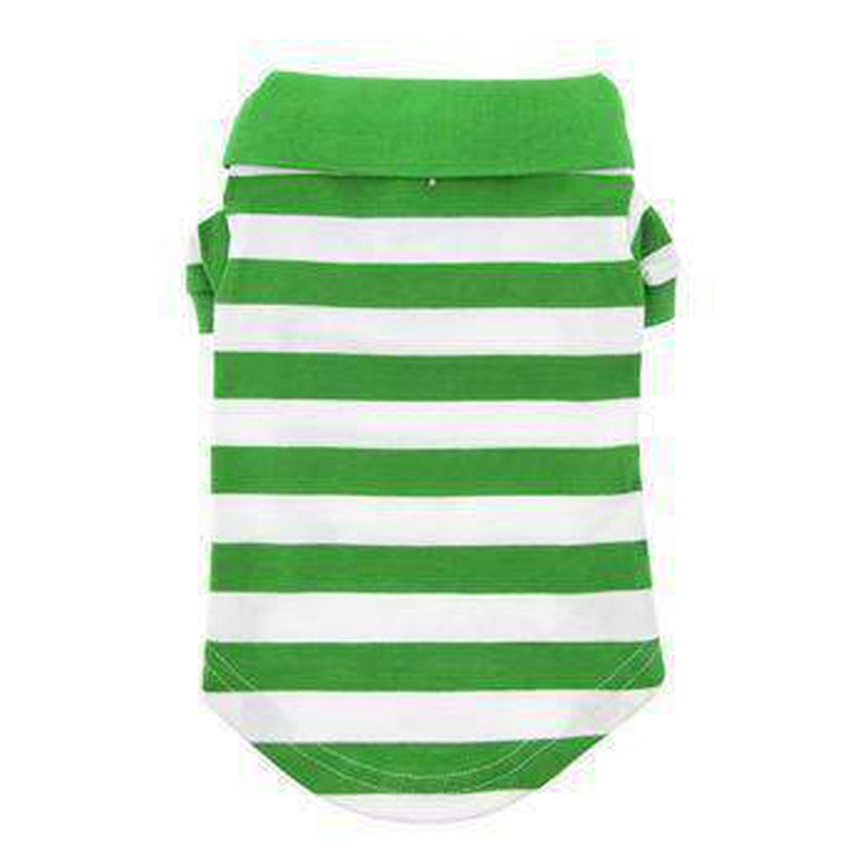 Striped Dog Polo - Greenery and White, Pet Clothes, Furbabeez, [tag]