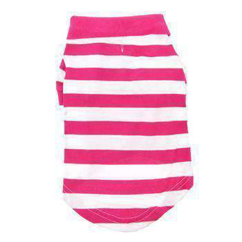 Striped Dog Polo - Pink Yarrow and White, Pet Clothes, Furbabeez, [tag]