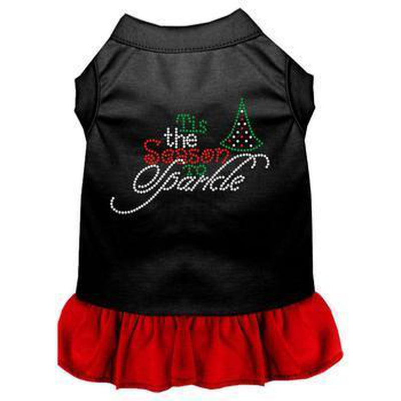 Tis The Season To Sparkle Christmas Rhinestone Dog Dress - Black and Red, Pet Clothes, Furbabeez, [tag]