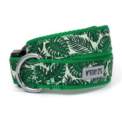 Tropical Leaves Collar & Lead Collection Collars and Leads Worthy Dog XS Dog Collar 