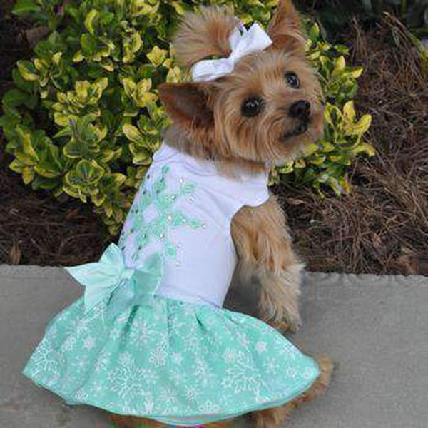 Turquoise Crystal Dog Dress with Matching Leash, Pet Clothes, Furbabeez, [tag]
