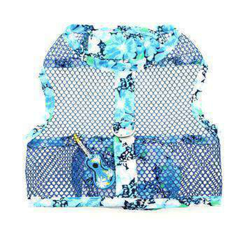Ukulele Blue Hibiscus Cool Mesh Dog Harness with Matching Leash, Collars and Leads, Furbabeez, [tag]