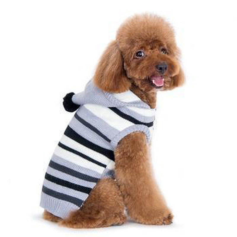 Uneven Stripes Sweater Dog Hoodie - Black, Pet Clothes, Furbabeez, [tag]
