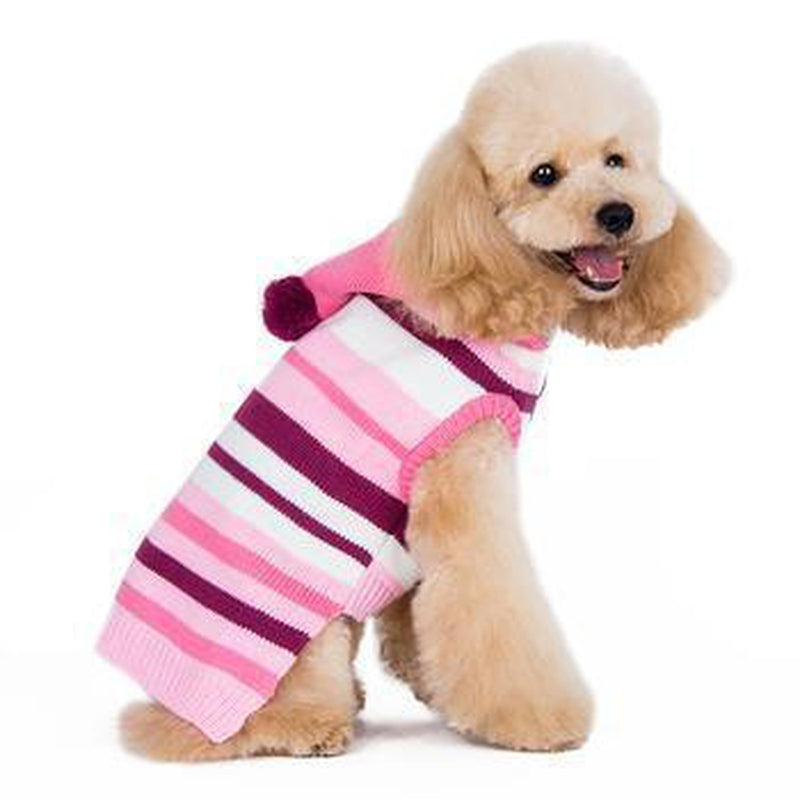 Uneven Stripes Sweater Dog Hoodie - Pink, Pet Clothes, Furbabeez, [tag]