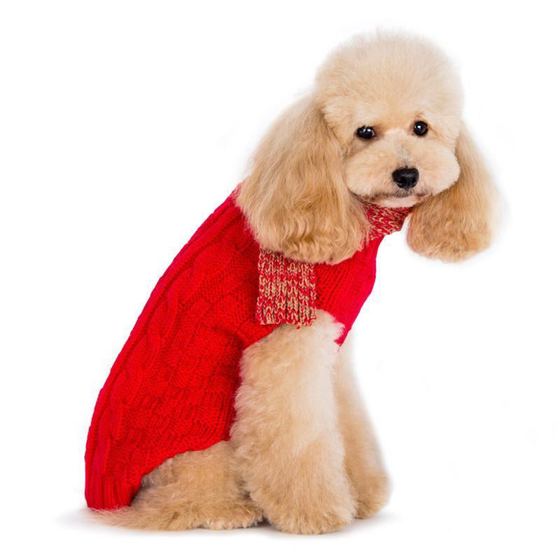Urban Cable Knit Dog Sweater with Scarf, Pet Clothes, Furbabeez, [tag]