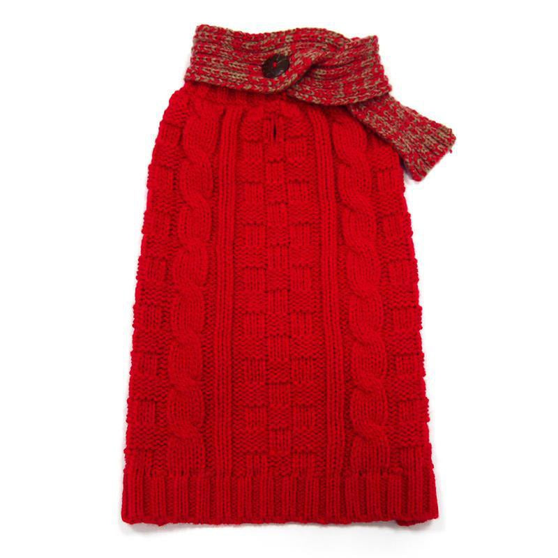Urban Cable Knit Dog Sweater with Scarf, Pet Clothes, Furbabeez, [tag]