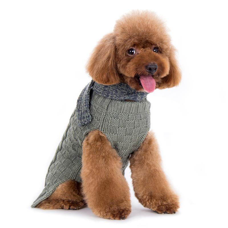 Urban Cable Knit Dog Sweater with Scarf, Pet Clothes, Furbabeez, [tag]
